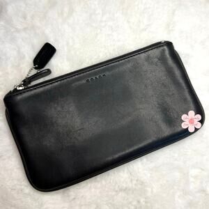 Vintage COACH y2k Black Slim Money Make up Cosmetic Case Pouch